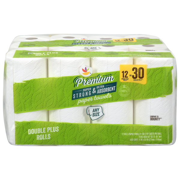 Store Brand White Double Plus Rolls 2-Ply Paper Towels - 12 ct