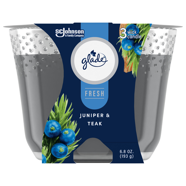 Glade Fresh Collection Juniper & Teak 3 Wick Scented Candle - 2 ct