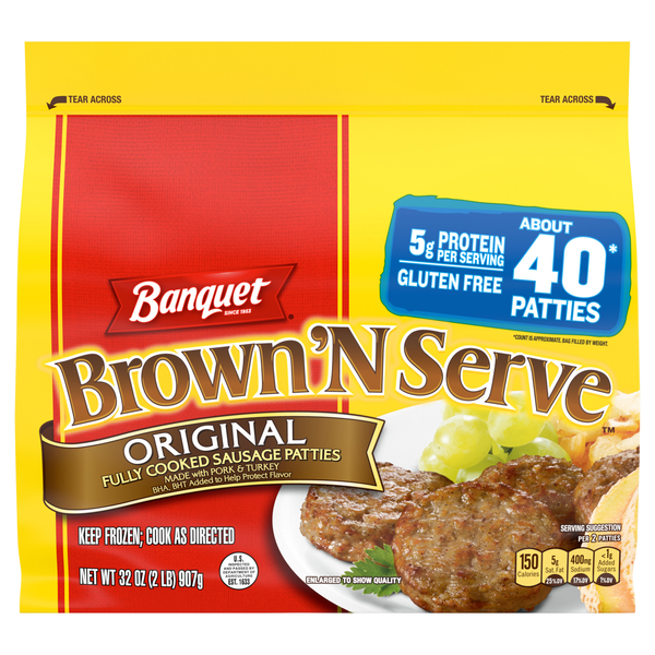 Banquet Brown 'N Serve Original Breakfast Sausage Patties apx 40 ct Frozen