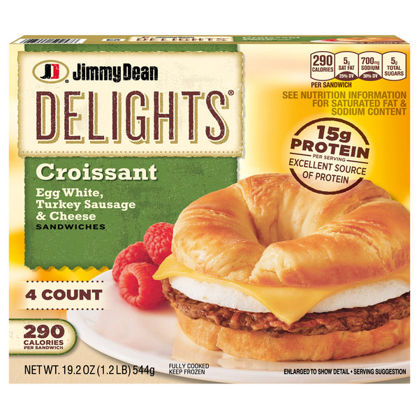 Jimmy Dean Delights Turkey Sausage Egg White Cheese Croissant Sandwich 4ct
