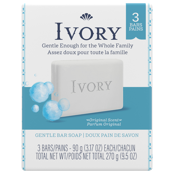 Ivory Original Scent Gentle Soap Bars - 3 ct