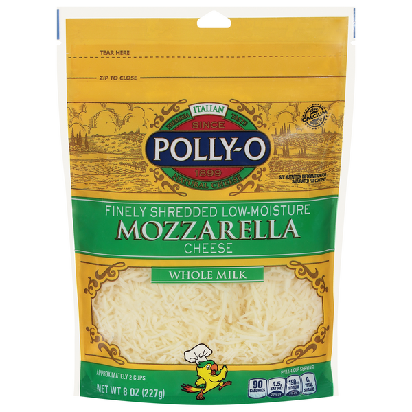Save on PollyO Whole Milk Low Moisture Mozzarella Cheese Finely Shredded Order Online Delivery
