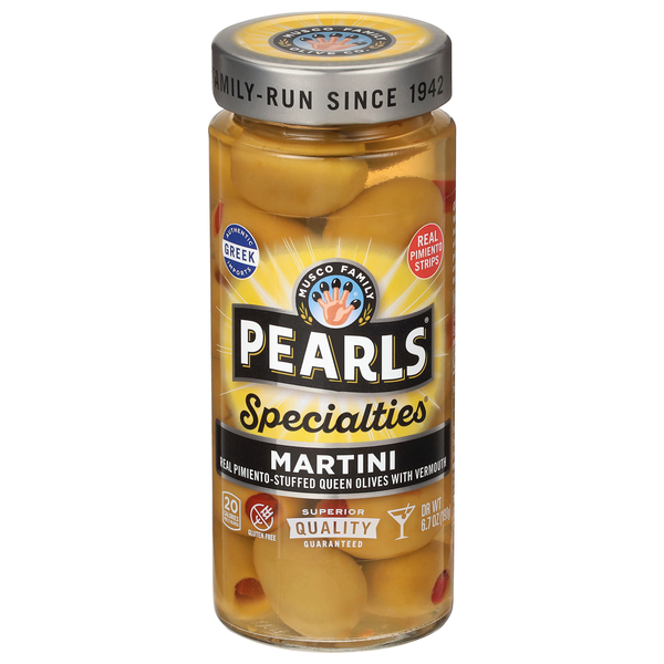 Pearls Specialties Martini Vermouth Red Pepper Stuffed Olives Marinated