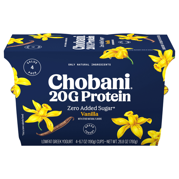 Chobani Lowfat Vanilla Greek Yogurt - 4 ct