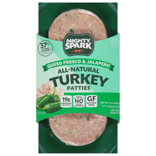 Mighty Spark Food Co. Turkey Patties Queso Fresco & Jalapeno - 2 ct