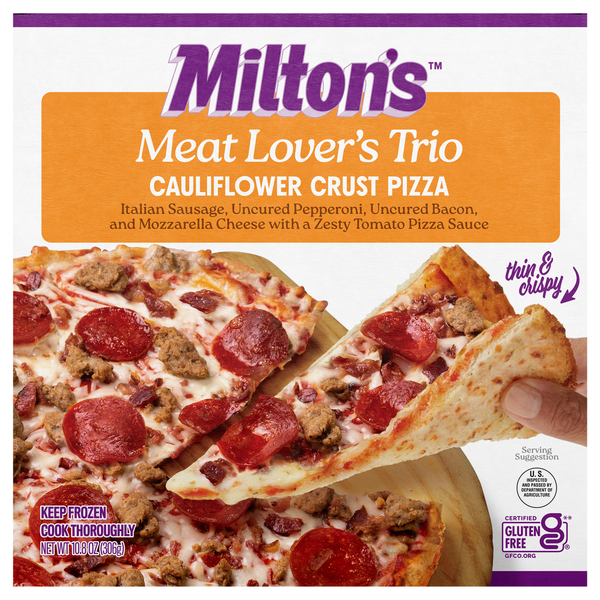 Milton's Gluten Free Thin Cauliflower Crust Meat Lover's Trio Pizza Frozen