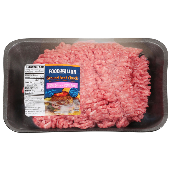 Food Lion 80% Lean 20% Fat Ground Beef Chuck Fresh