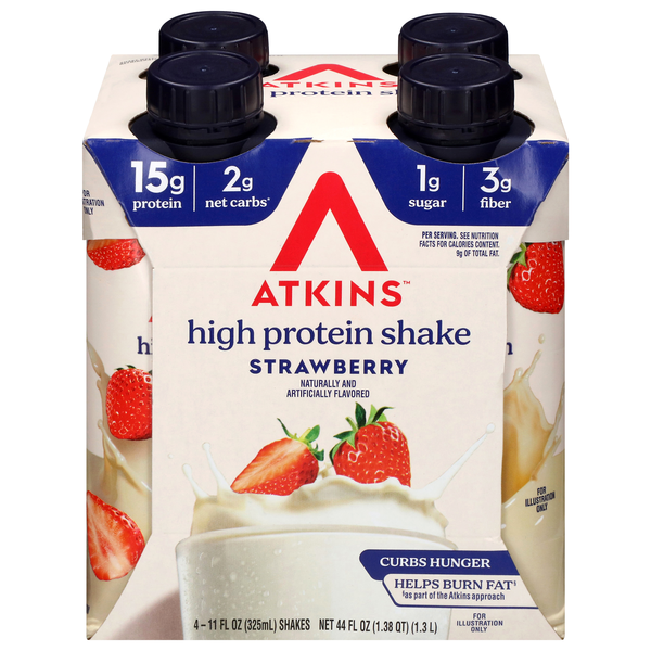 Atkins Strawberry 15g Protein Shakes - 4 pk