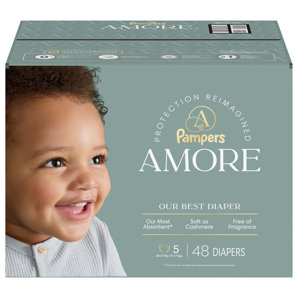 Pampers Amore Size 5 Baby Diapers 20-37 lb