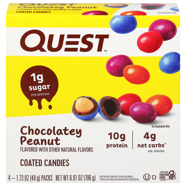 Quest Chocolatey Peanut 10g Protein Coated Candies - 4 ct
