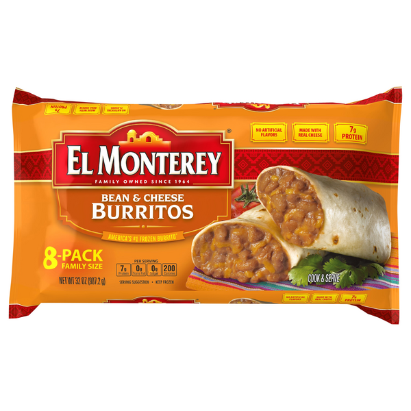 Save on El Monterey Burritos Bean & Cheese Family Pack 8 ct Order