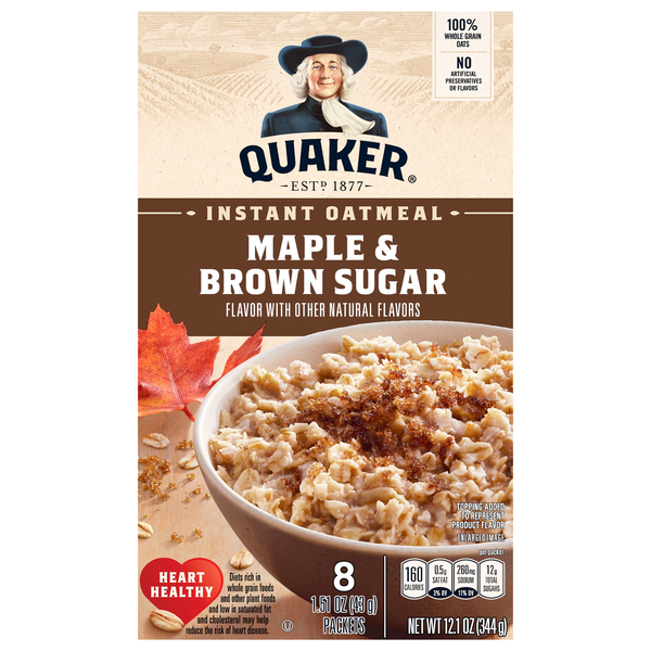 Quaker Maple & Brown Sugar Instant Oatmeal - 8 ct