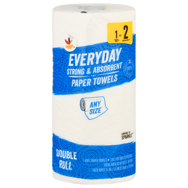 Our Brand Everyday Any Size White Double Roll 2-Ply Paper Towels