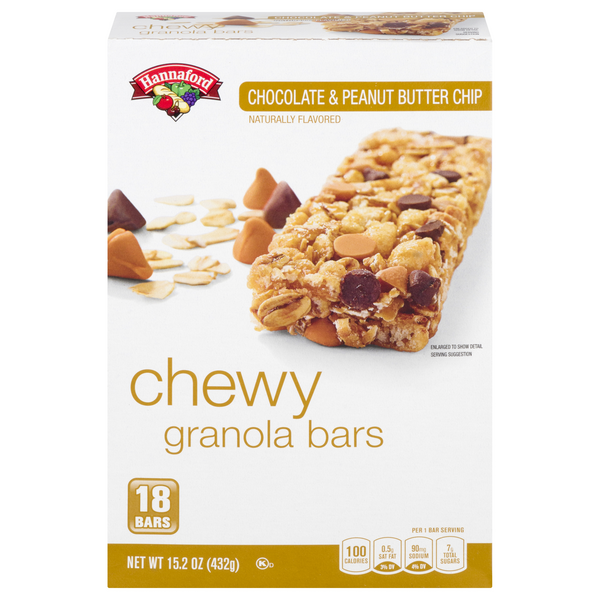 Hannaford Chewy Chocolate & Peanut Butter Chip Granola Bar - 18 ct