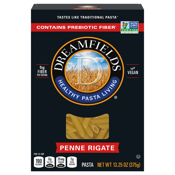 Dreamfields Vegan Penne Rigate Pasta with Prebiotic Fiber