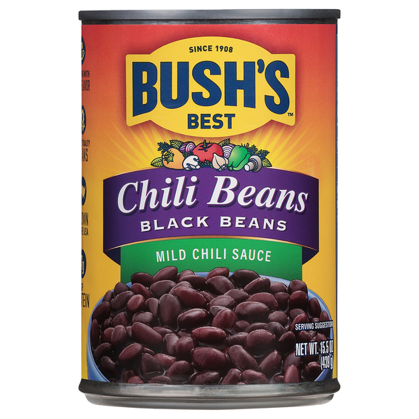 Bush's Best Black Chili Beans in Mild Sauce