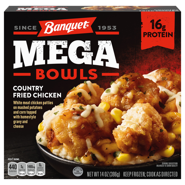 Banquet MEGA Bowls Country Fried Chicken Protein Frozen Meal