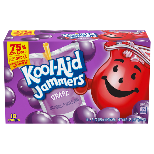 Kool-Aid Jammers Juice Drink Pouches Grape - 10 pk