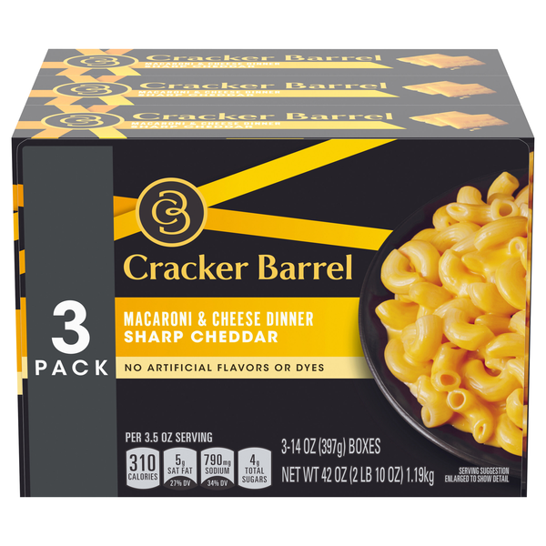 Cracker Barrel Sharp Cheddar Macaroni & Cheese Dinner - 3 ct