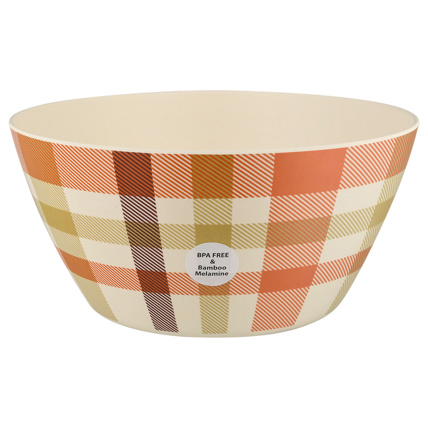 Smart Living Bamboo Serving Bowl Plaid