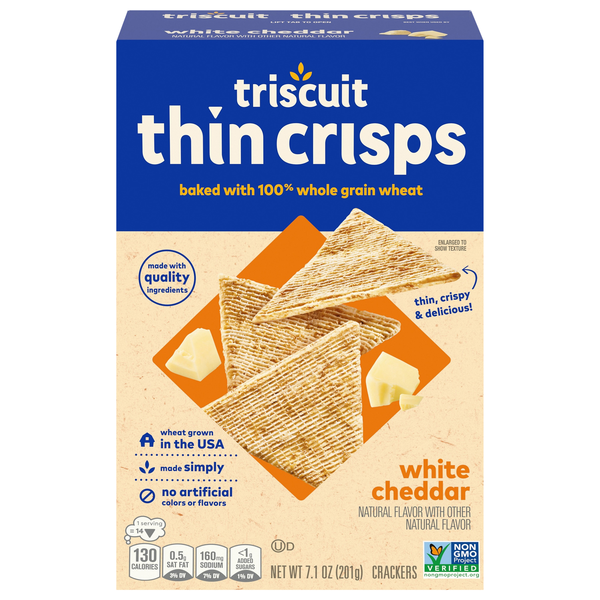 Triscuit Thin Crisps White Cheddar Whole Grain Wheat Crackers