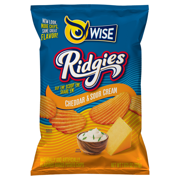 Save on Wise Ridgies Cheddar & Sour Cream Ridged Potato Chips Order
