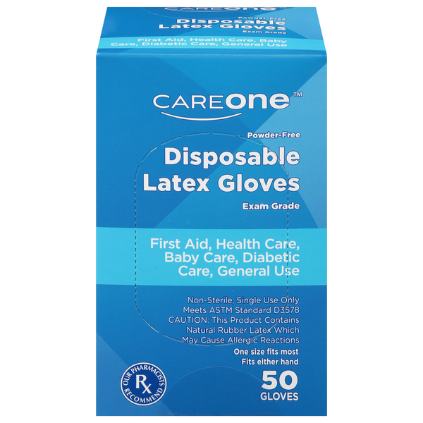 CareOne Latex Exam Gloves Powder Free Disposable
