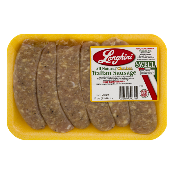 Longhini Natural Sweet Italian Chicken Sausage - 6 ct