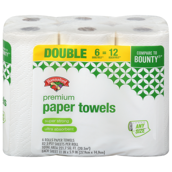 Hannaford 2-Ply White Premium Double Roll Paper Towels - 6 ct