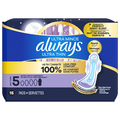 Always Ultra Thin Size 5 Unscented Extra Heavy Overnight Pads with Wings