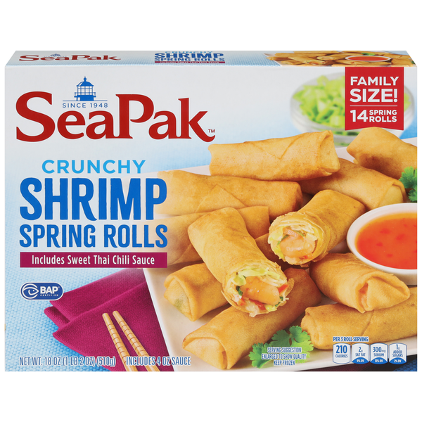 SeaPak Shrimp Spring Rolls Family Size - 14 ct Frozen