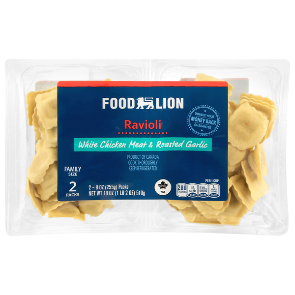 Food Lion Chicken & Garlic Ravioli Pasta - 2 pk Value Pack Fresh