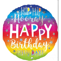 Hip Hip Hooray Happy Birthday Helium-Filled Balloon