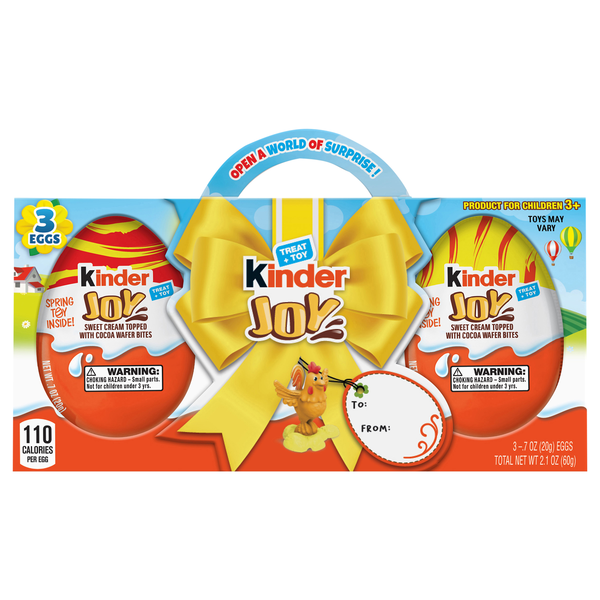 Kinder Joy Treat + Toy Sweet Cream/Chocolatey Wafer Christmas Candy 3 ct