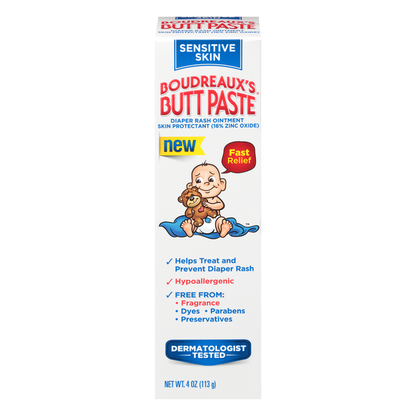 Boudreaux's Butt Paste Sensitive Skin Fast Relief Diaper Rash Ointment
