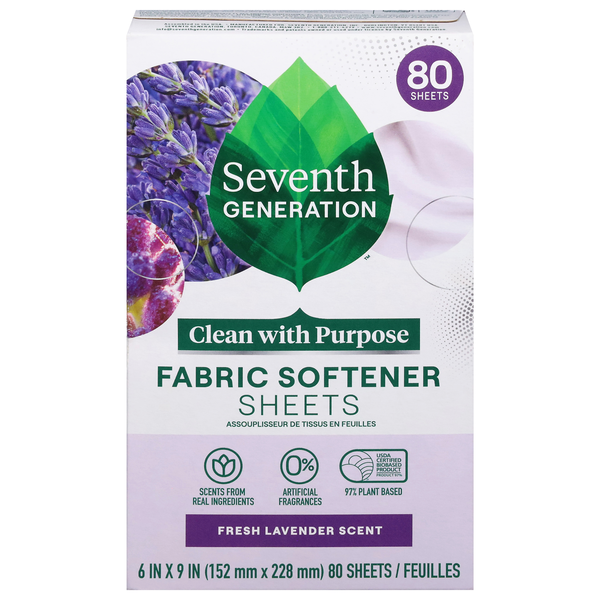 Seventh Generation Fresh Lavender Scent Fabric Softener Dryer Sheets