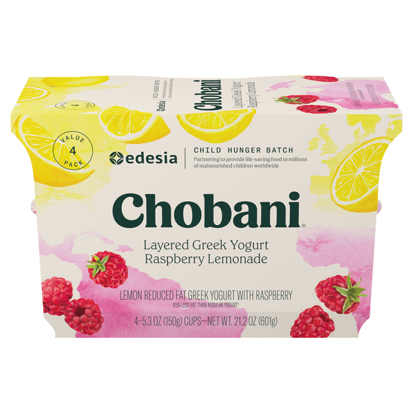 Chobani Reduced Fat Raspberry Lemonade Layered Greek Yogurt Cup - 4 ct