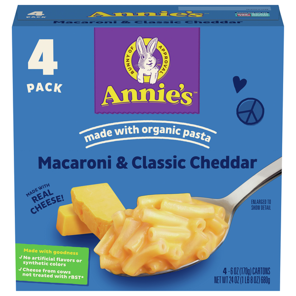 Annie's Homegrown Macaroni & Cheese Classic Cheddar - 4 ct