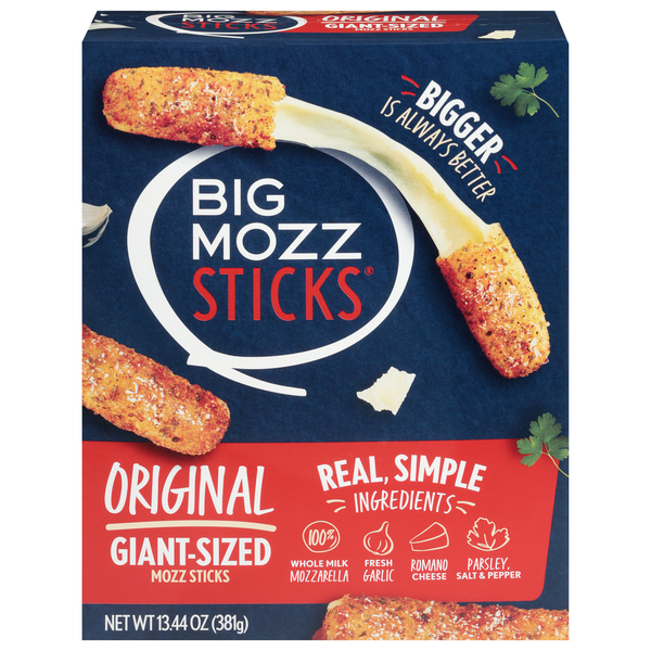 Big Mozz Original Giant Gourmet Mozzarella Sticks - 8 ct Frozen