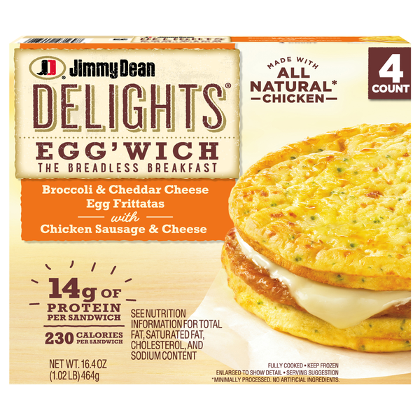 Jimmy Dean Delights Egg'wich Chicken Sausage Broc Cheddar Frittatas - 4 ct