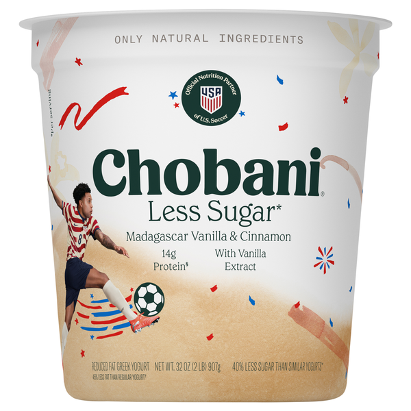 Chobani Less Sugar Low Fat Madagascar Vanilla & Cinnamon Greek Yogurt
