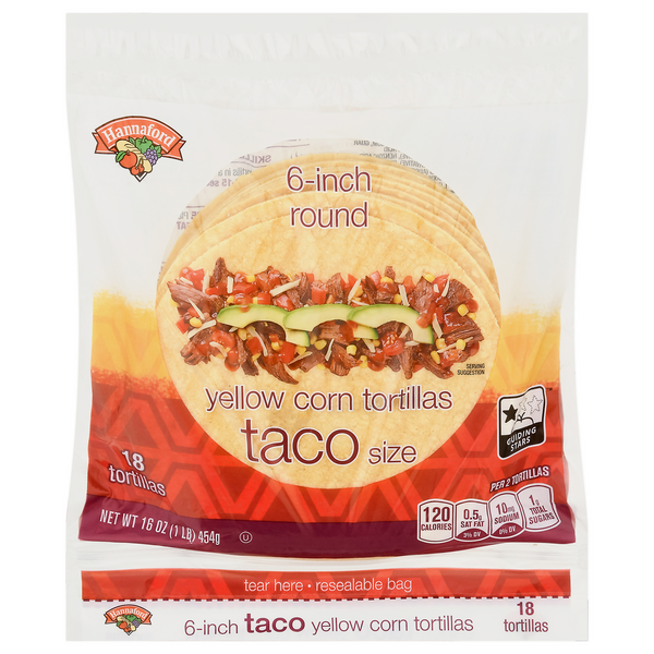 Hannaford Taco Size Yellow Corn Tortillas 6 Inch - 18 ct