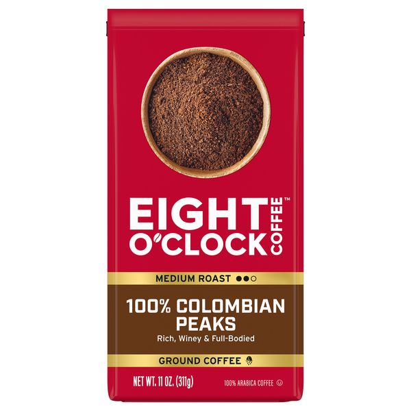 Save on Eight O'Clock 100% Colombian Peaks Medium Roast Ground