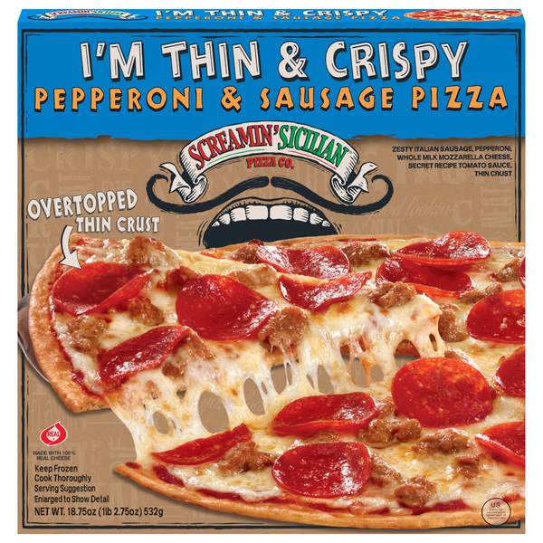 Screamin' Sicilian Thin & Crispy Pepperoni & Sausage Pizza Frozen