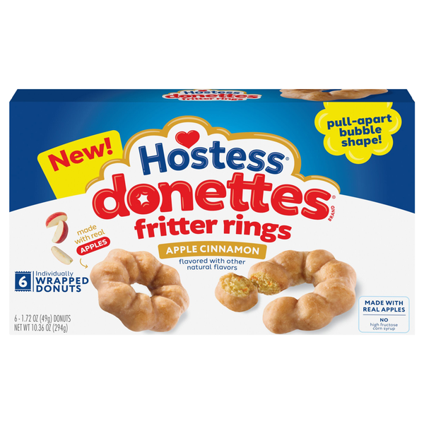 Hostess Donettes Fritter Rings Apple Cinnamon Donuts - 6 ct