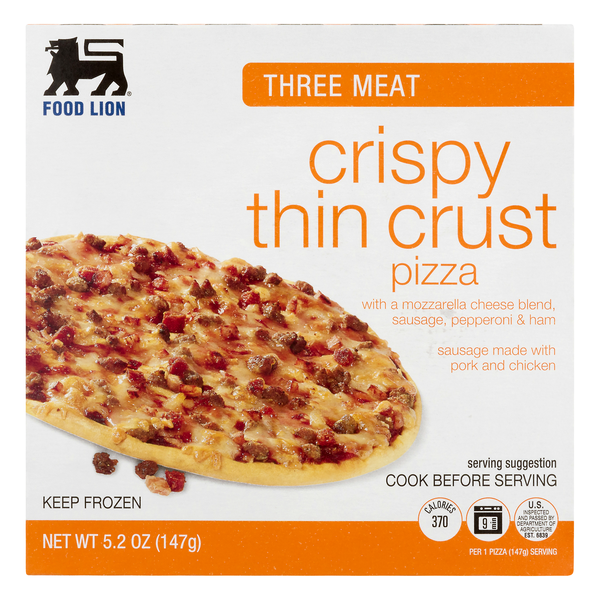 Food Lion Crispy Thin Crust Three Meat Pizza Frozen
