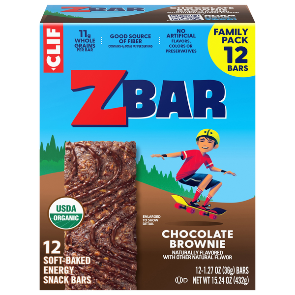 CLIF KID Zbar Organic Chocolate Brownie Energy Bars - 12 ct