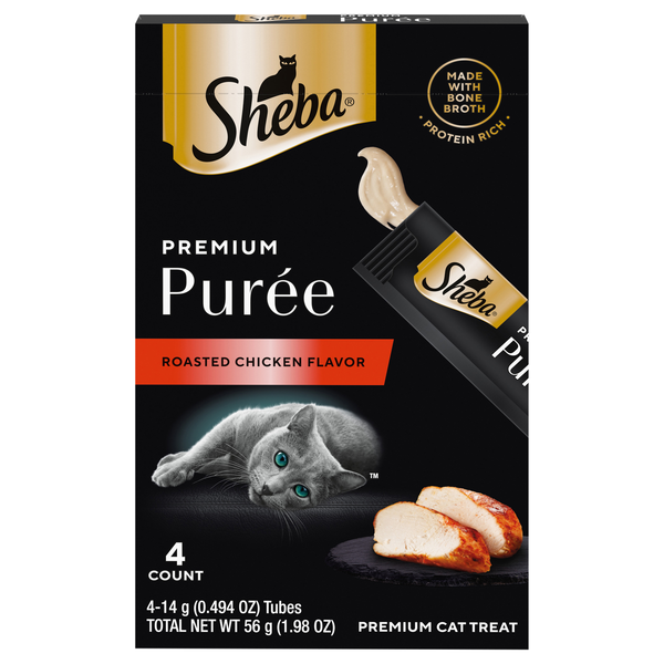 SHEBA Premium Puree Roasted Chicken Flavor Cat Treat - 4 ct