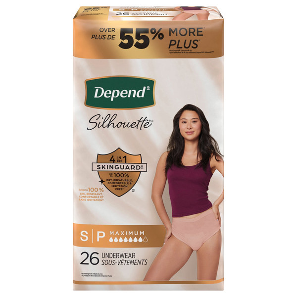 Depend Women's Silhouette Incontinence Underwear Maximum S