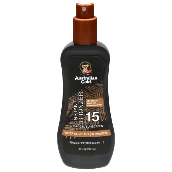 Australian Gold Spray Gel Sunscreen with Instant Bronzer SPF 15